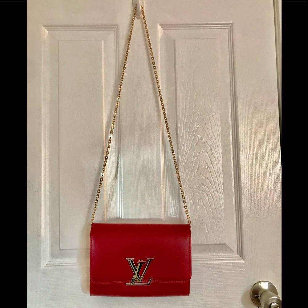 Louis Vuitton red leather crossbody bag
